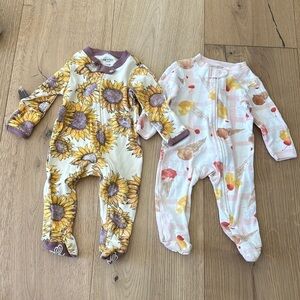 Burt’s bees organic footie sleepers zipper 0/3m organic cotton